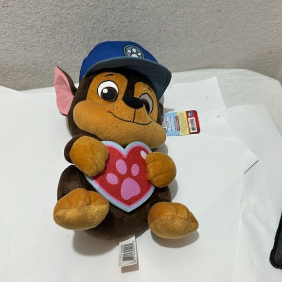 Paw Patrol Chase Nickelodeon Cute Plush Stuffed Animal Holding A Heart 12" - Picture 4 of 5